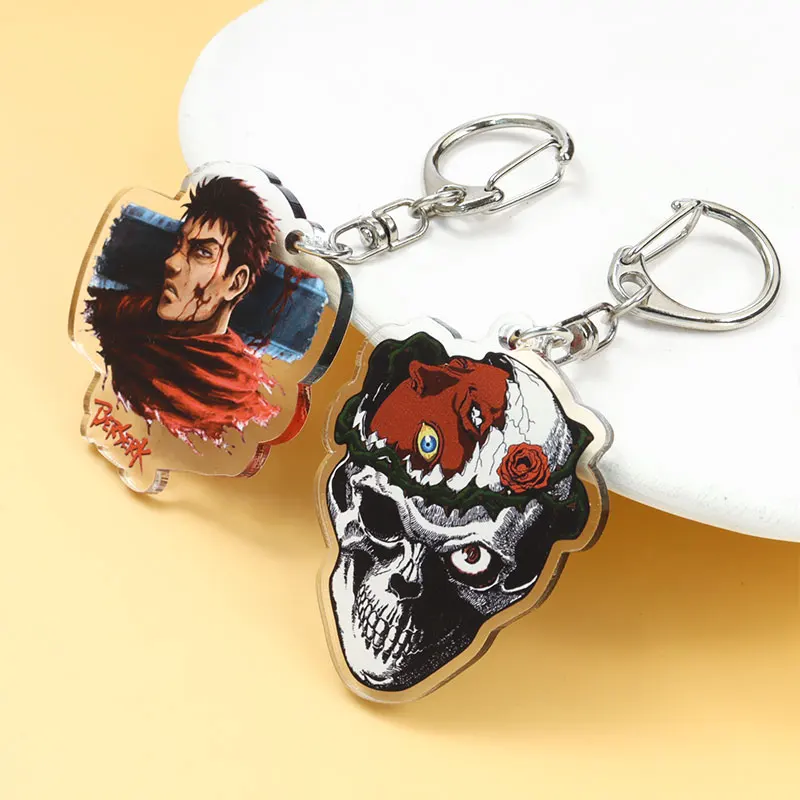 Japan Anime Game Acrylic Keychain Guts Griffith Figures Manga Double Sided Pendant Keyrings Fans Cosplay Bag Key Charm Souvenirs