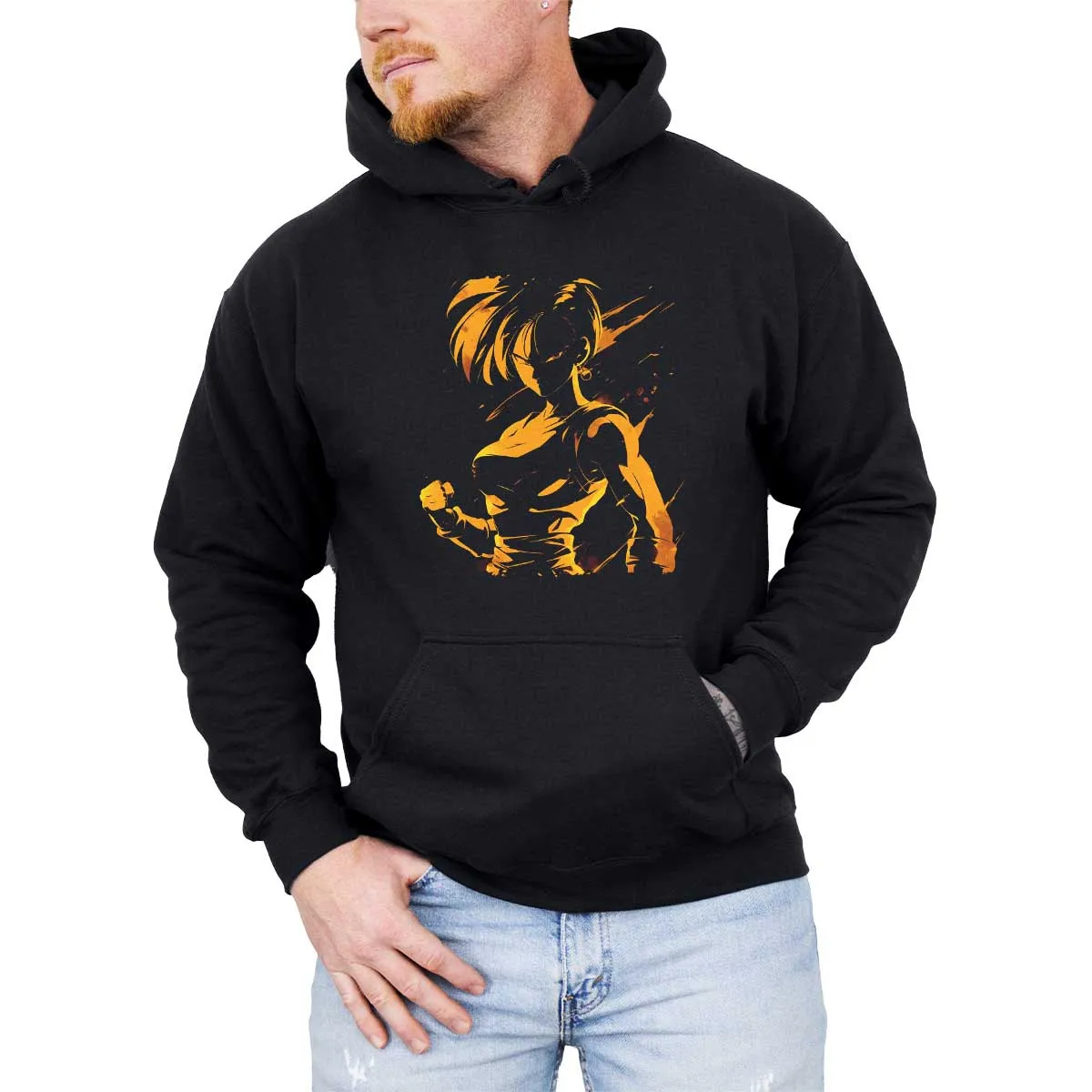 سترة Dragon Ball Vegito Blue Hoodie مع حبر ذهبي سبلاش أنيمي جرافيك شعر طويل تصميم سوبر سايان للرجال والأطفال في الشارع