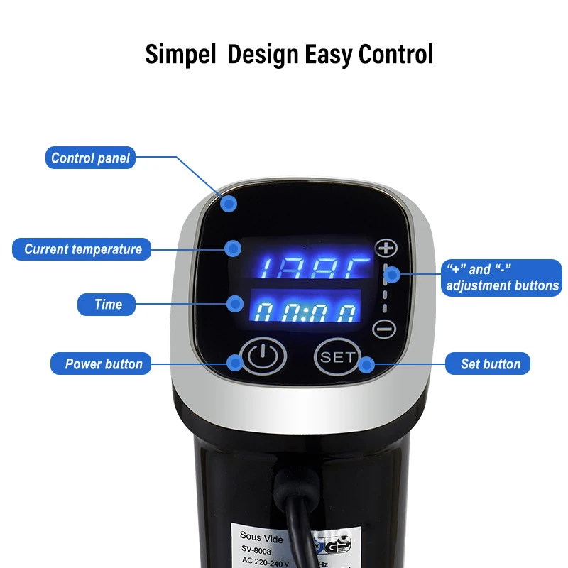 Прецизионный погружной термостат для готовки под вакуумом IPX7, устройство для приготовления пищи под вакуумом, с цифровым светодиодным дисплеем, защита от пятен
