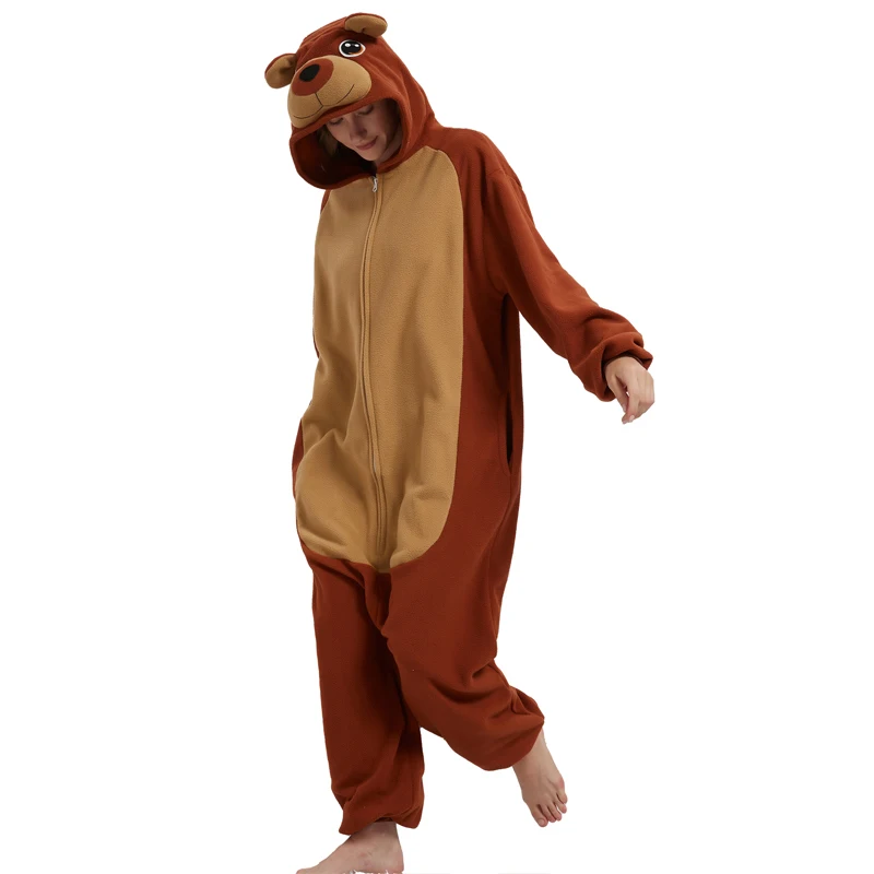 Pijamas de una pieza con cremallera de animales para adultos, ropa para el hogar con capucha de dibujos animados de otoño e invierno, se puede usar en el exterior, ropa unisex de dibujos animados