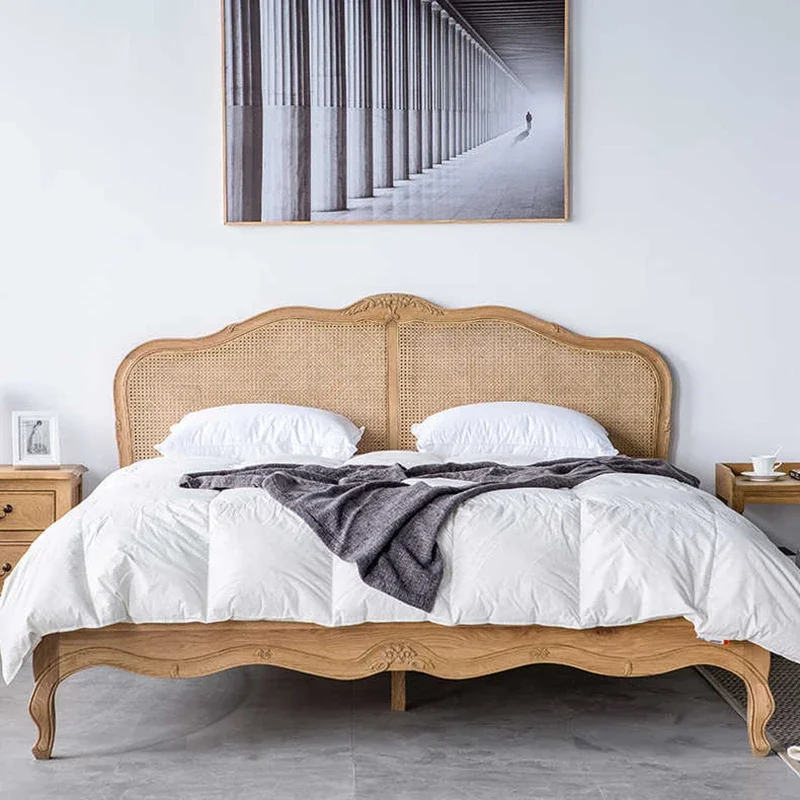 

Кровать с балдахином во французском деревенском стиле, кровать в японском стиле из массива дерева из ротанга, резная двуспальная кровать для кровати и завтрака
