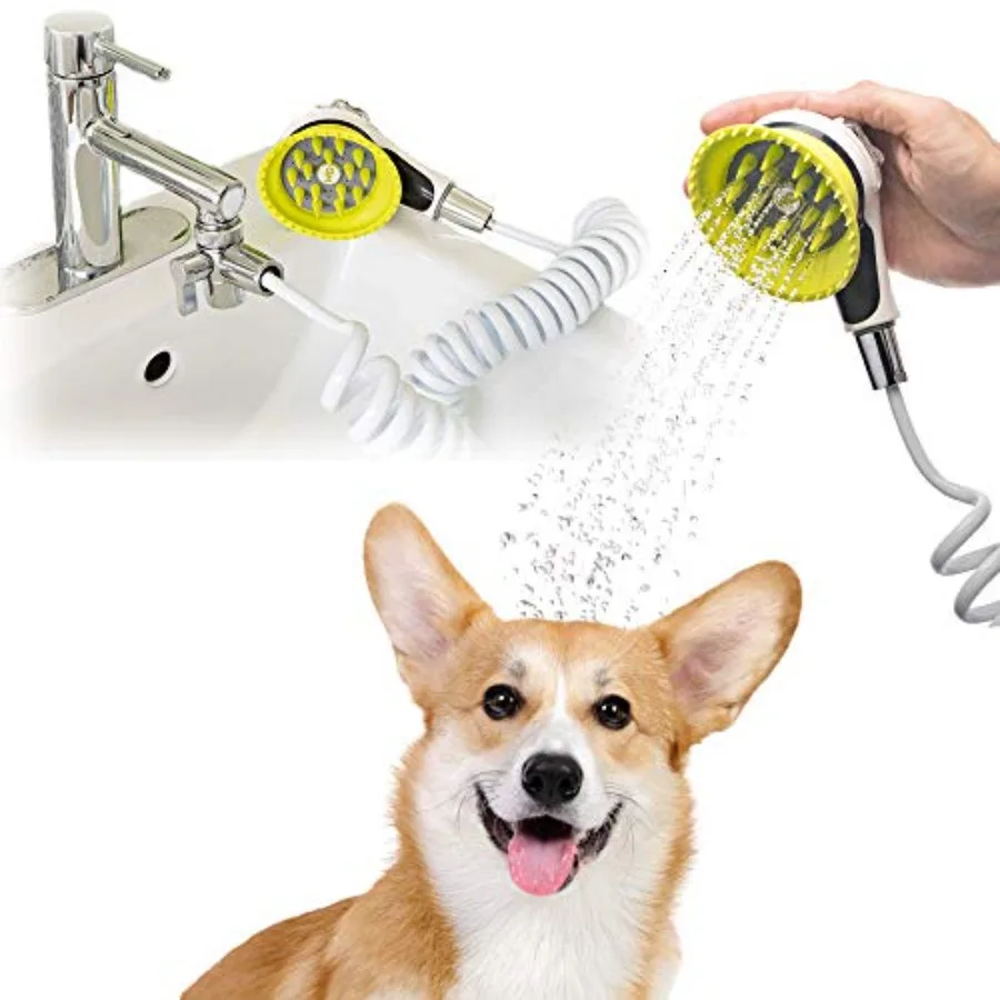 

【Spot goods】Quality Sink Faucet Pet Wash Kit with Splash Shield Handle and Rubber Grooming Teeth. Fits Kitchen Bathroom Utility