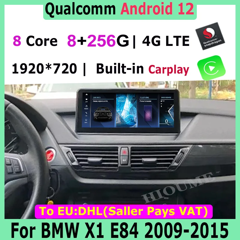 

10.25"/12.5inch Snapdragon ID8 Android12 8+256G Car Multimedia Player GPS Navigation For BMW X1 E84 2009-2015 with BT WiFi 4G