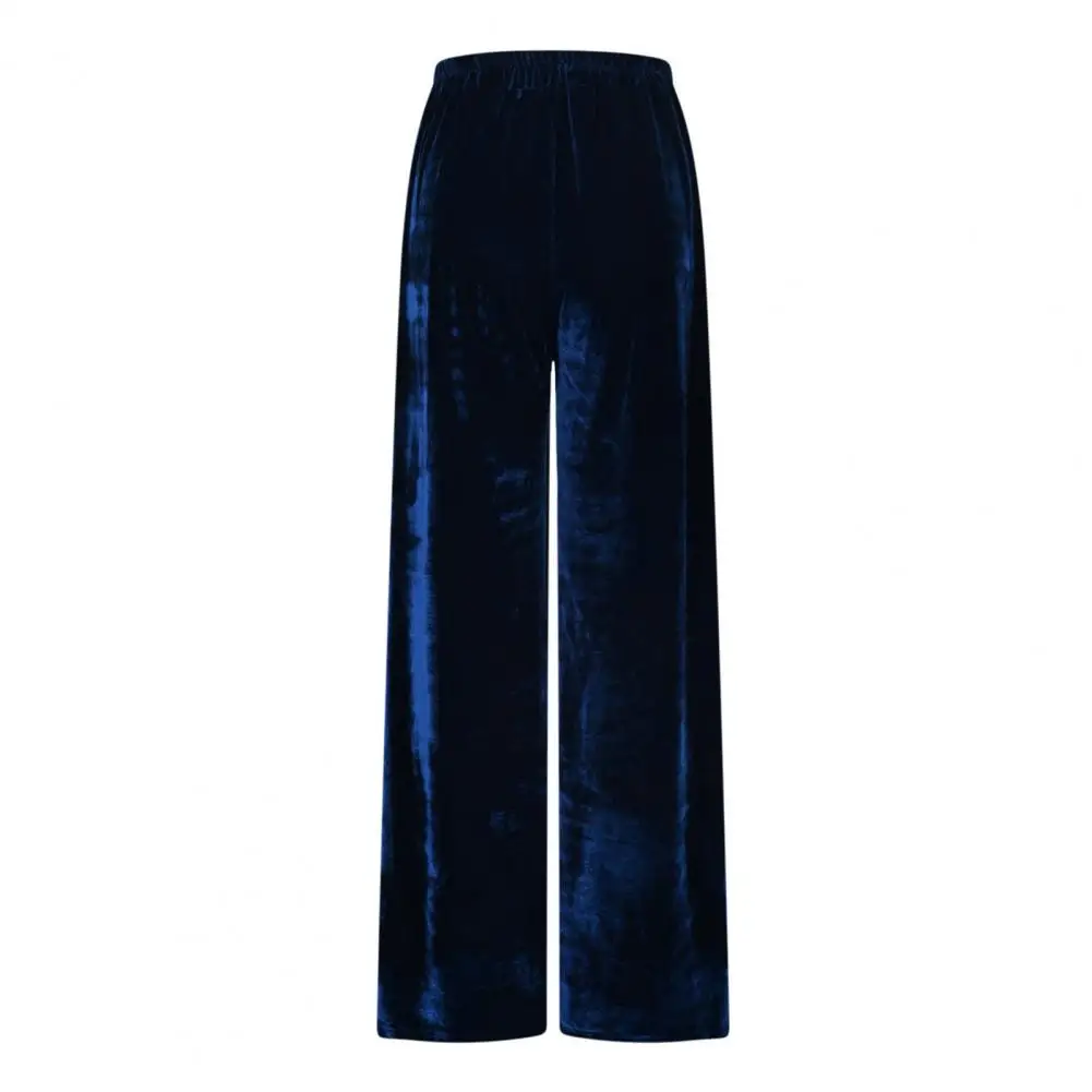 2026 Women Velvet Long Pants Casual High Waist Wide Leg Pants Women Apricot Solid Pants Autumn Winter Office Trousers Drawstring