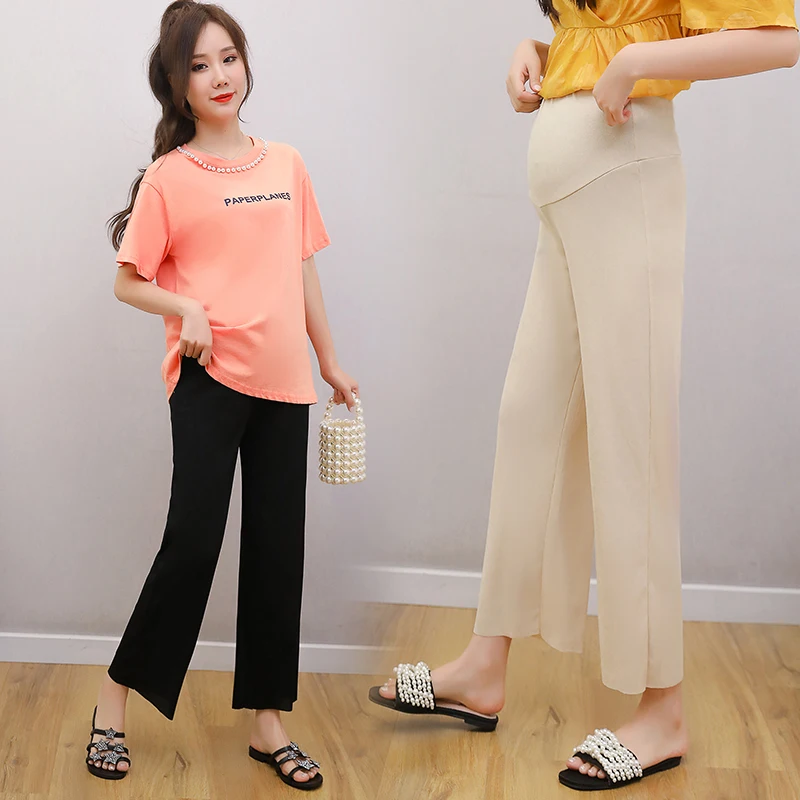 Fashionable All-match Maternity Wide-leg Pants Spring Summer Thin Section Outer Wear Age-reducing Belly Support Pants Pregnancy