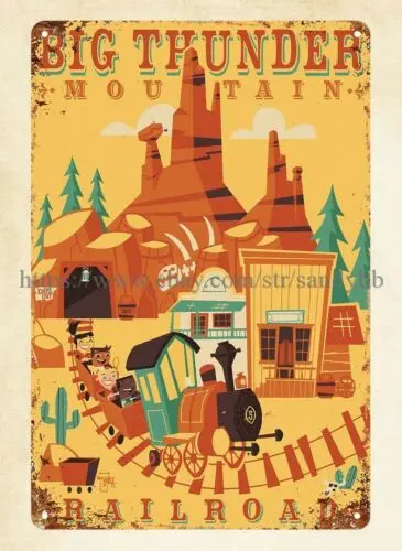 wall art plaque Big Thunder Mountain Railroad  attraction metal tin sign