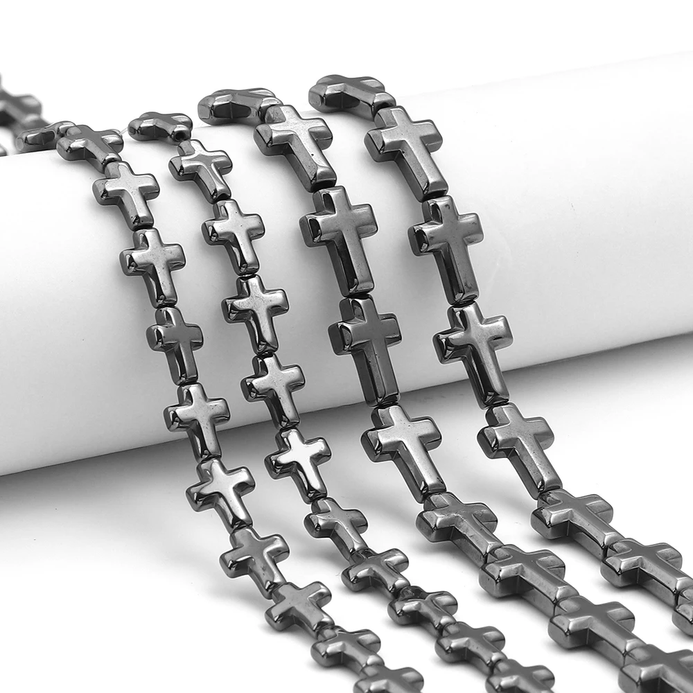 

Natural Black Hematite Stone Beads 10/14mm Cross Shape Loose Spacer Beads For DIY Jewelry Making Bracelets Necklace Accessories