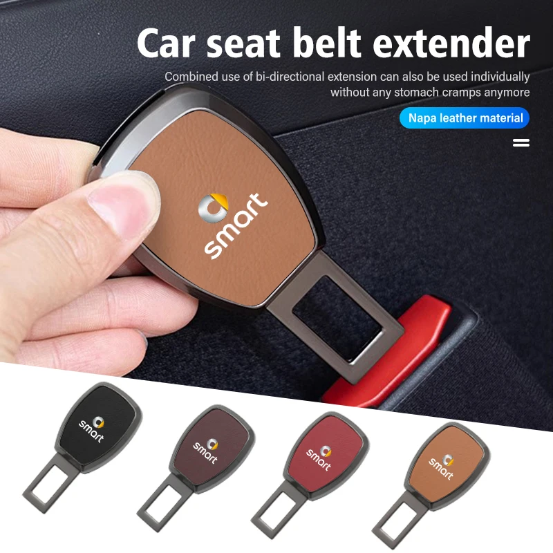 Car Seat Belt Extension Buckle Metal Leather Lock Buckle Head For Smart 452 454 Roadster Coupe Crossblade Cabrio City-Coupe