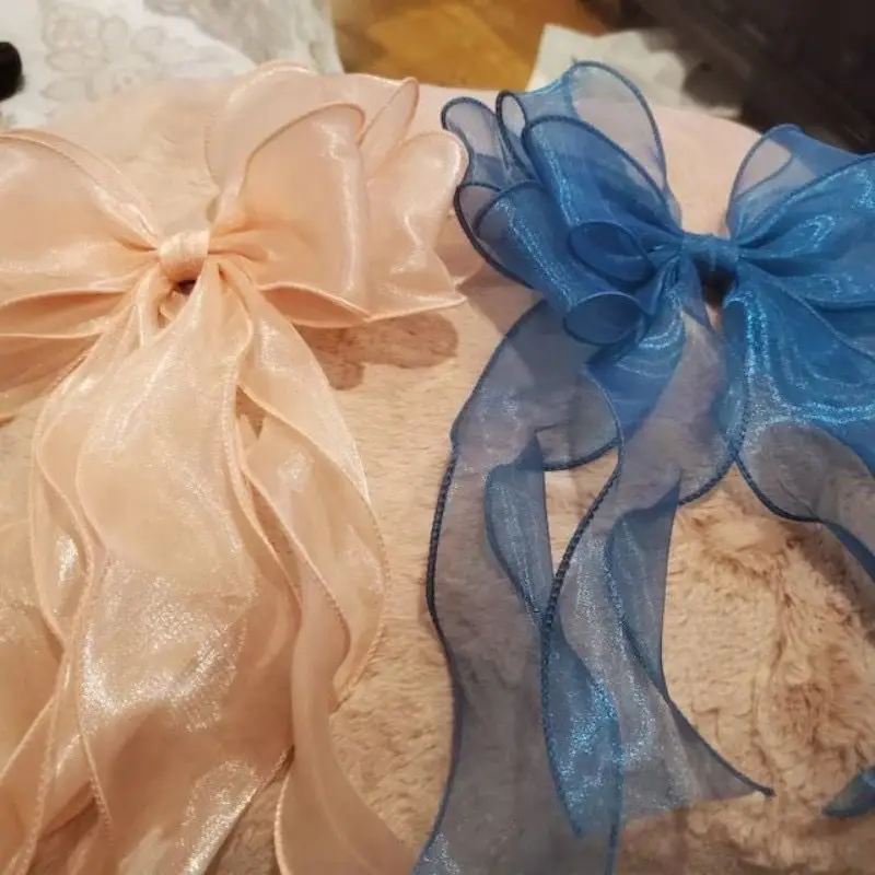 Large Organza Bow Barrettes for Women and Girls Big Bowknot Hair Clips Lace Hair Bow Hairpins Kids Headwear Hair Accessories