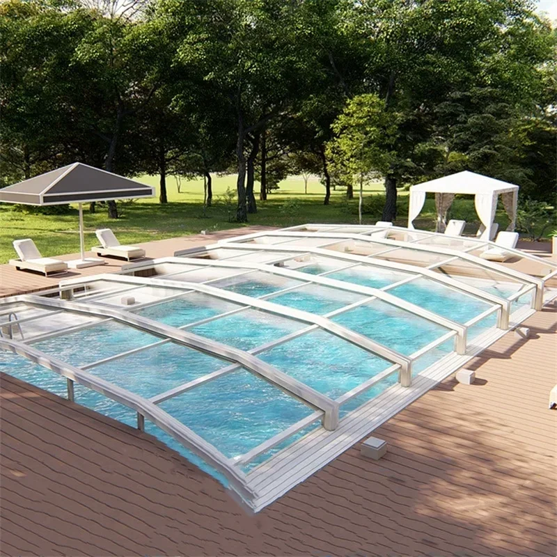 Cubierta impermeable personalizada para piscina, cubierta telescópica retráctil de policarbonato para exteriores. ¡Oferta!