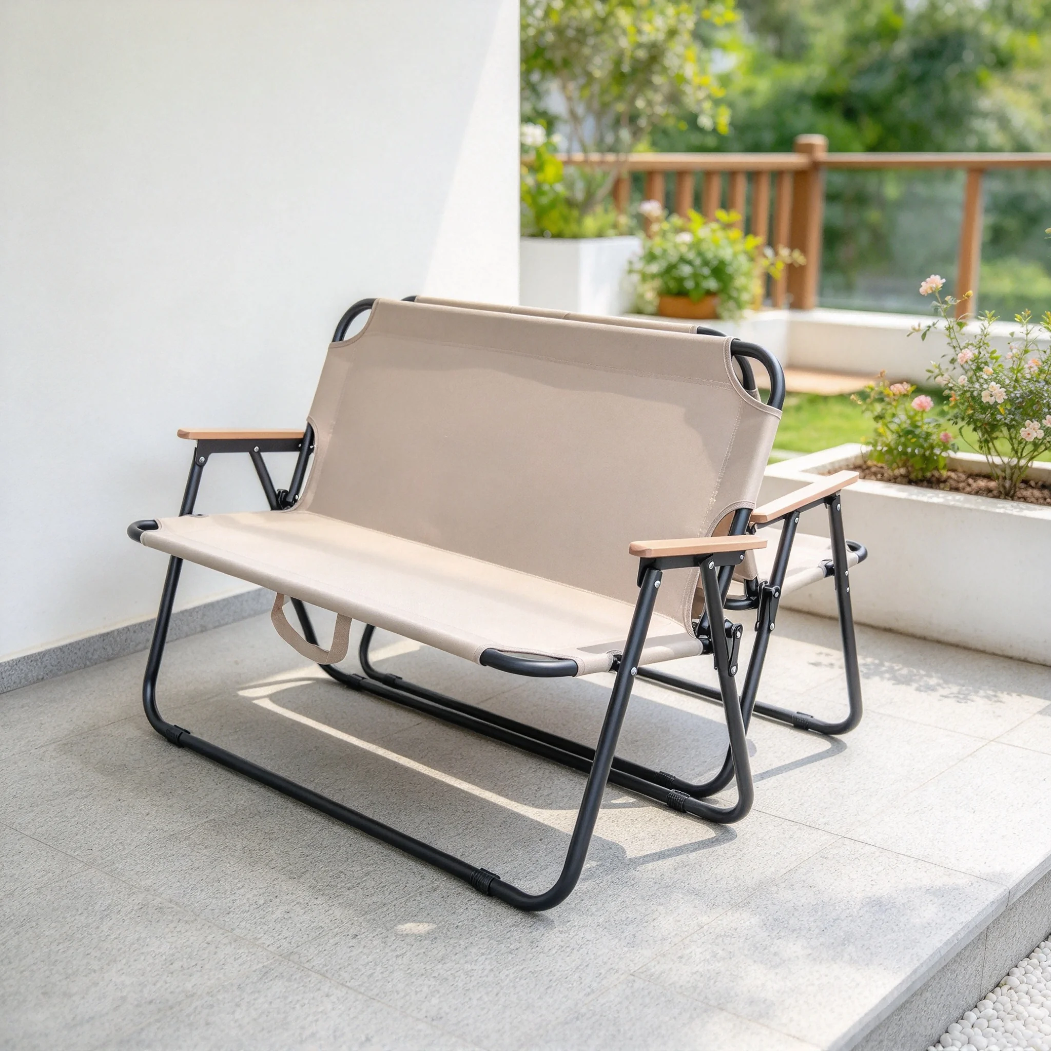 AOLIVIYA Beach Picnic Chair Outdoor Garden Sun Folding Double Sofa Portable Backrest Lounge Rental Seat Camping Chair