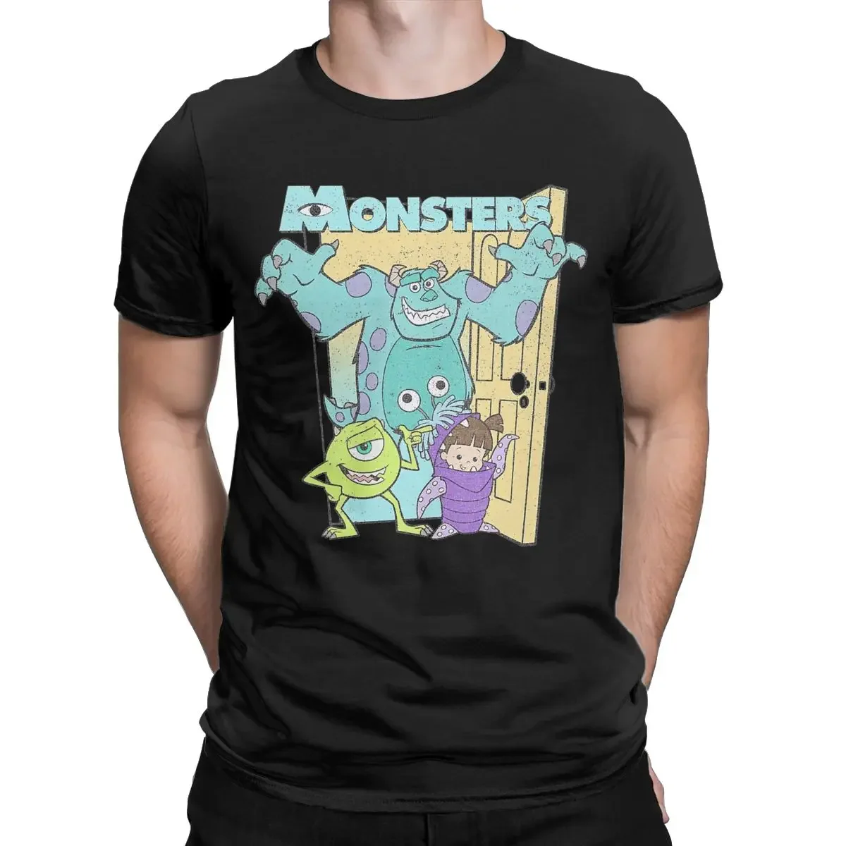 Men's Monsters Inc. Mike Sully Boo Group T Shirt 100% Cotton Tops Fun Short Sleeve Round Collar Tees 4XL 5XL 6XL T-Shirt