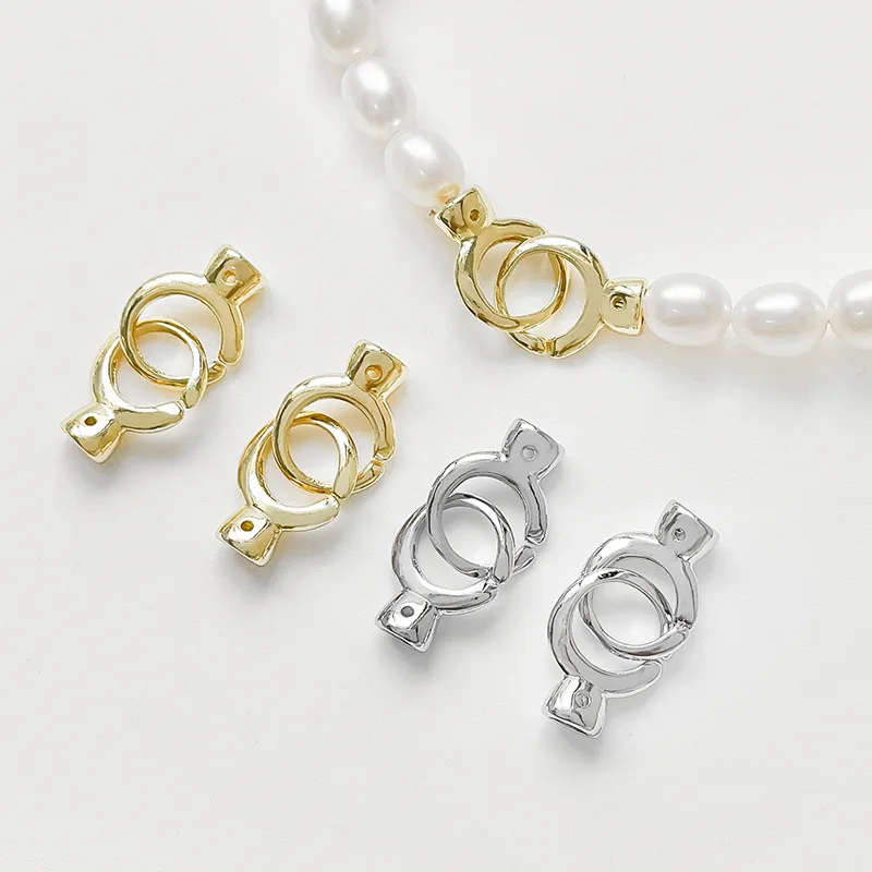

Double Circle Pearl Connection Buckle Accessorie DIY Handmade Bracelet Necklace Beads Tailgating Buckle Jewelry Making Materials