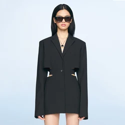 Women's Designers Casual La Robe  Bari Slub-Weave Mini Blazer Dress Holiday Clothing