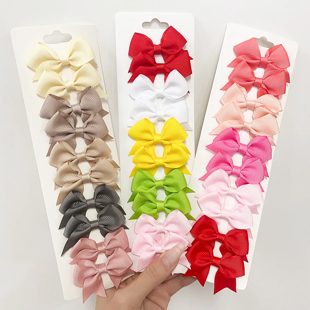 10 Teile/satz Neue Nette Solide Band Bowknot Haar Clips für Baby Mädchen Handgemachte Bögen Haarnadel Barrettes Headwear Kinder Haar Zubehör – Detail 9