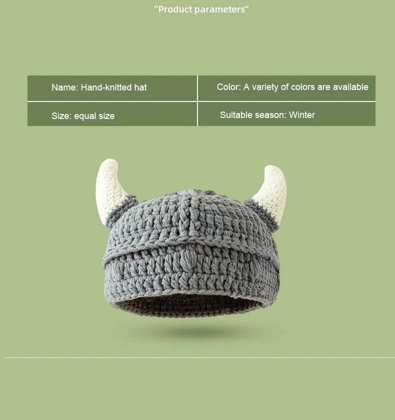 Lustige Wintermütze Damen Herren Rollenspiel Anime Wollmütze Kreative süße Horn Strickmütze reine handgemachte Wintermütze Mädchen Jungen Mütze – Detail 3