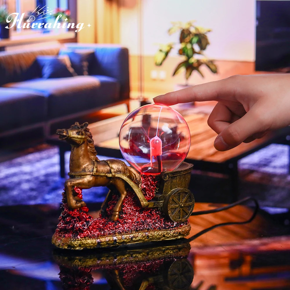 Horse to Success Crystal Plasma Light 4 Inch Glass Ball Touch Sensing Science Enlightenment Cool Interior Decoration Ornament