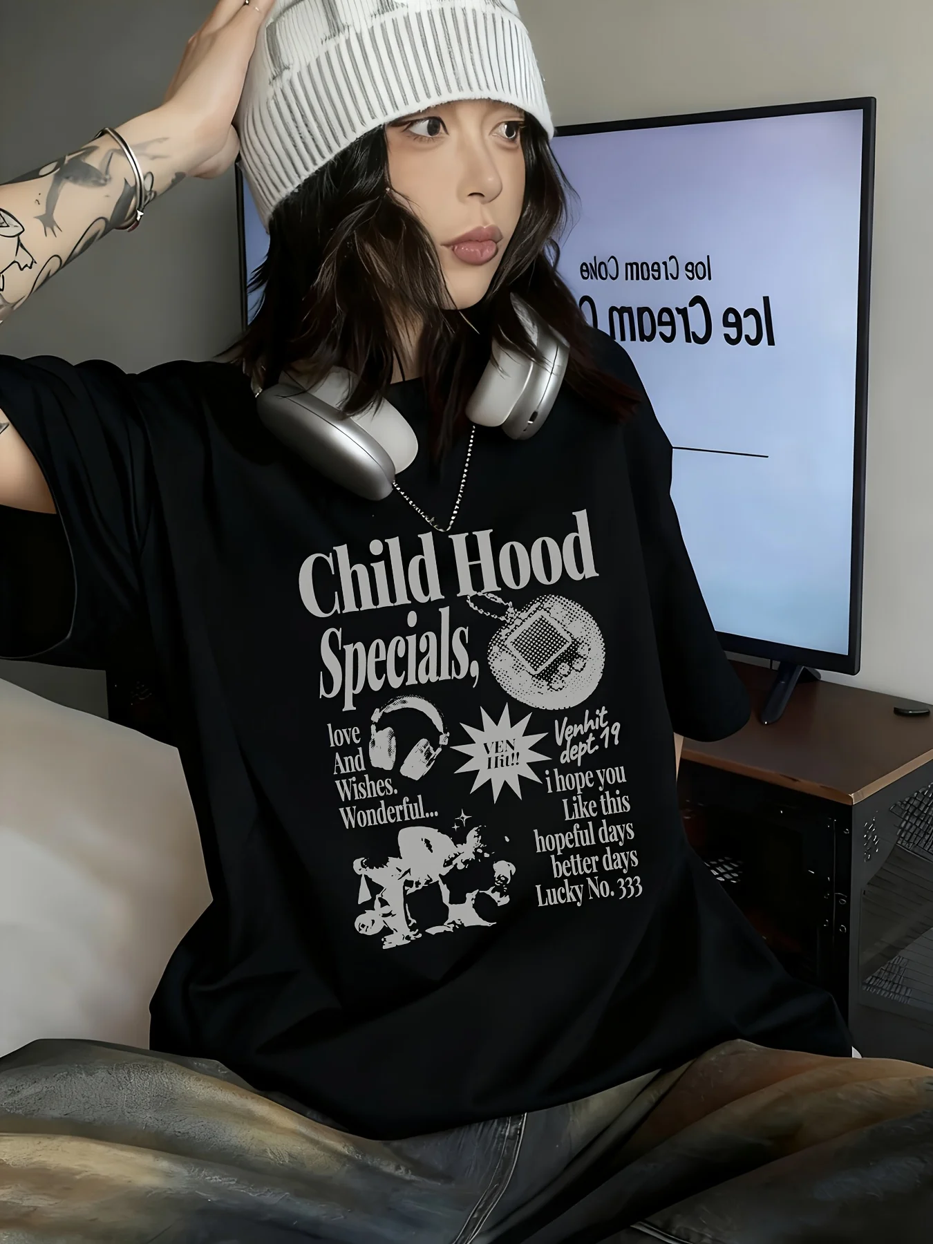 Women Short Sleeve T Shirt Childhood Specials Retro Collage Text Graphic Crew Neck Tees Soft Tops For Women Daily Street Wear