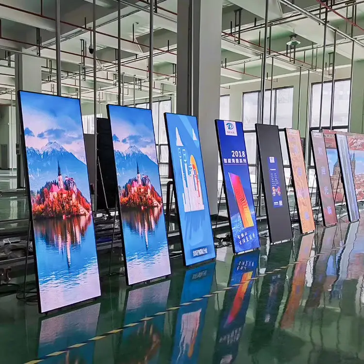 عرض ملصق LED متحرك، آلة إعلان فيديو LED قابلة للطي، شاشة ملصق رقمية للإعلانات LED داخلية