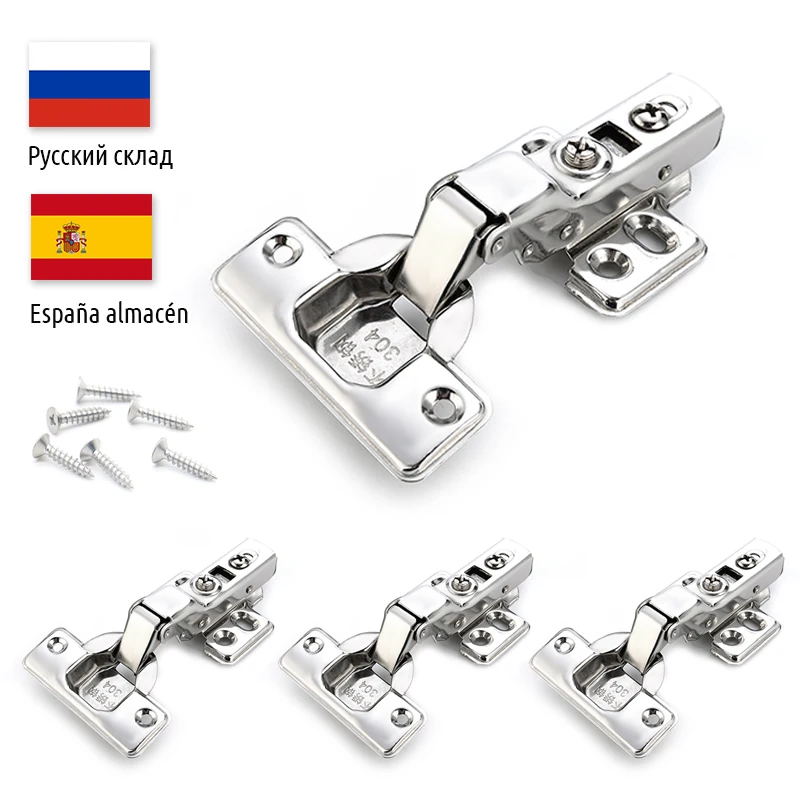 

KAK 4PCS Hinges Stainless Steel Hydraulic Cabinet Door Hinge Soft Closing Damper Buffer Kitchen Cabinet Hinge Door Hardware