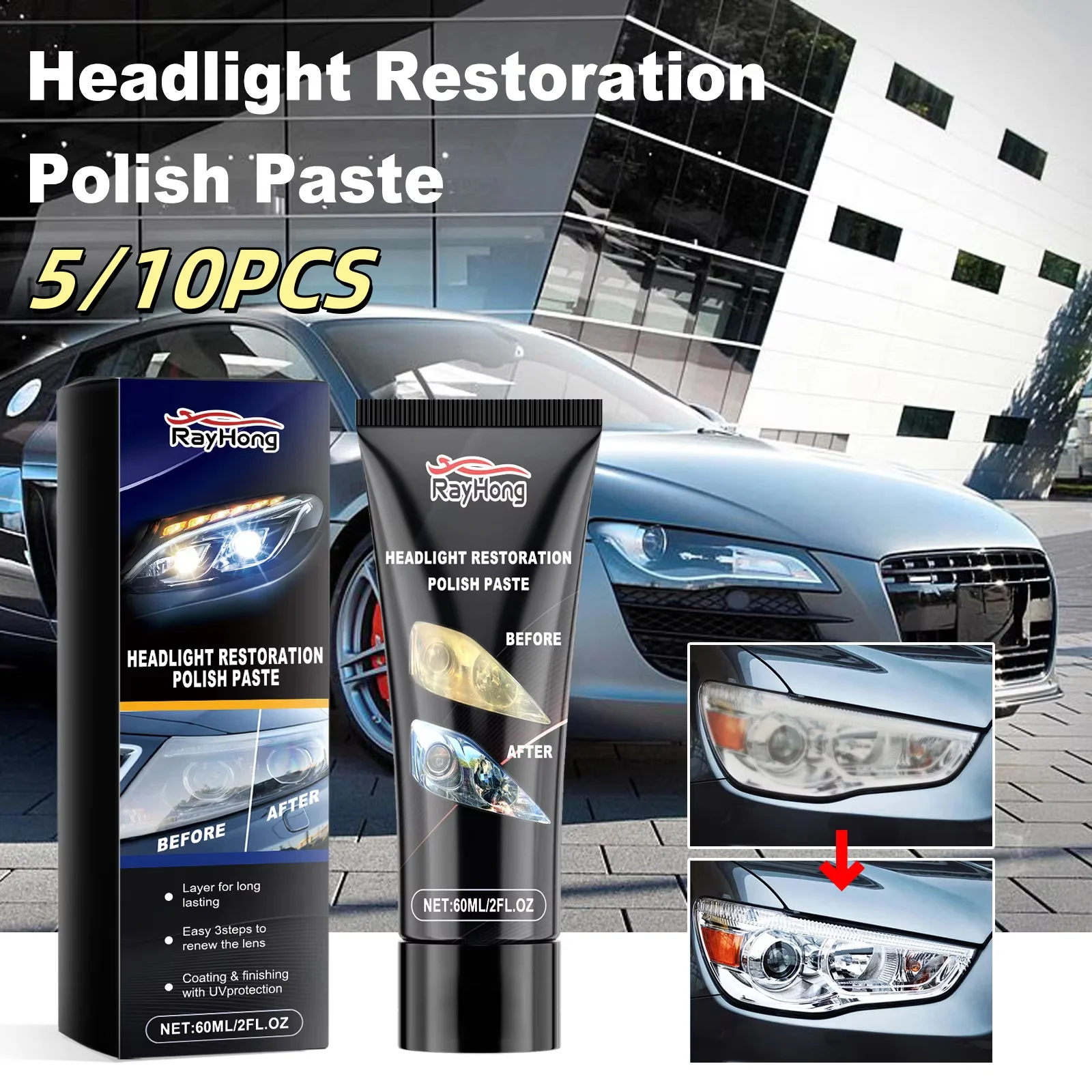 Car Headlight Repair Paste Scratch Cleaning Increases Car Renovation Headlight Polishing Accessories Brightness Wax Cleanin L3M3