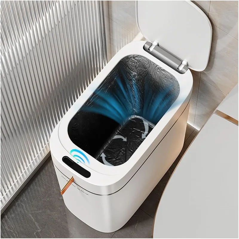 Rechargeable Automatic Bathroom Trash Can with Lid- 3.5 Gallon Motion Sensor Touchless Trash Can for Bathroom