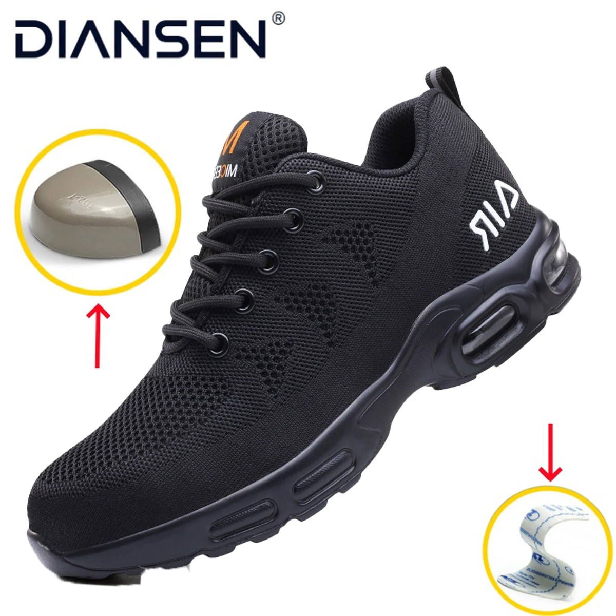 Non Slip Safety Shoes Anti-smash Anti-puncture Work Protective Shoes Air Cushion Work Boots Comfortable Breathable Men's Sneaker