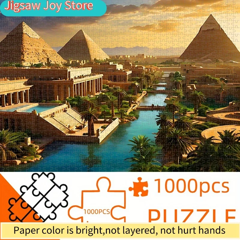

Puzzle Featuring The Egyptian Pyramids, Showcasing an Ancient Landscape with The Sphinx, Temples, And Palm Trees. This Interm