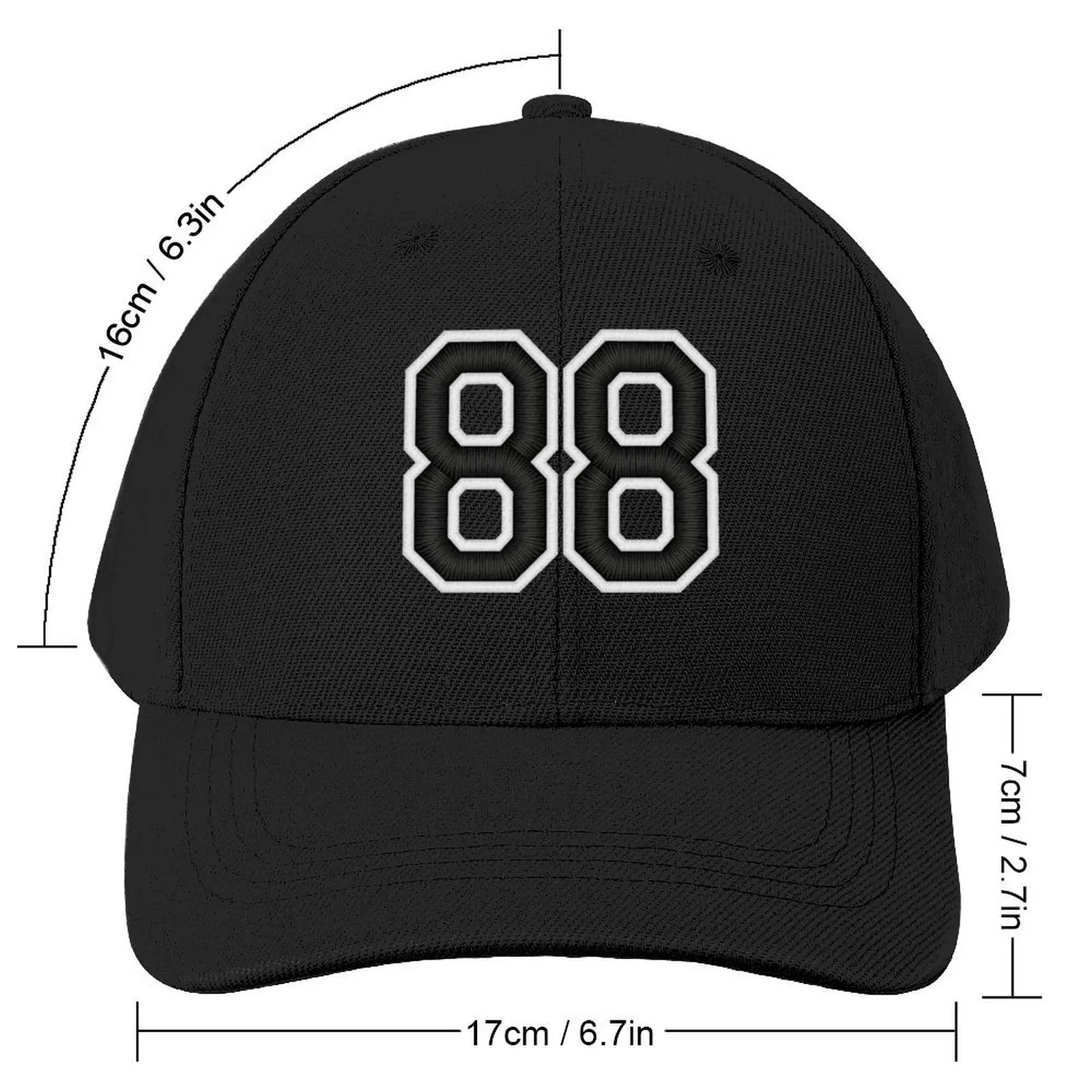 88 Black Jersey Sports Number eighty-eight Football 88 Baseball Cap sun hat Thermal Visor Visor Men Women's