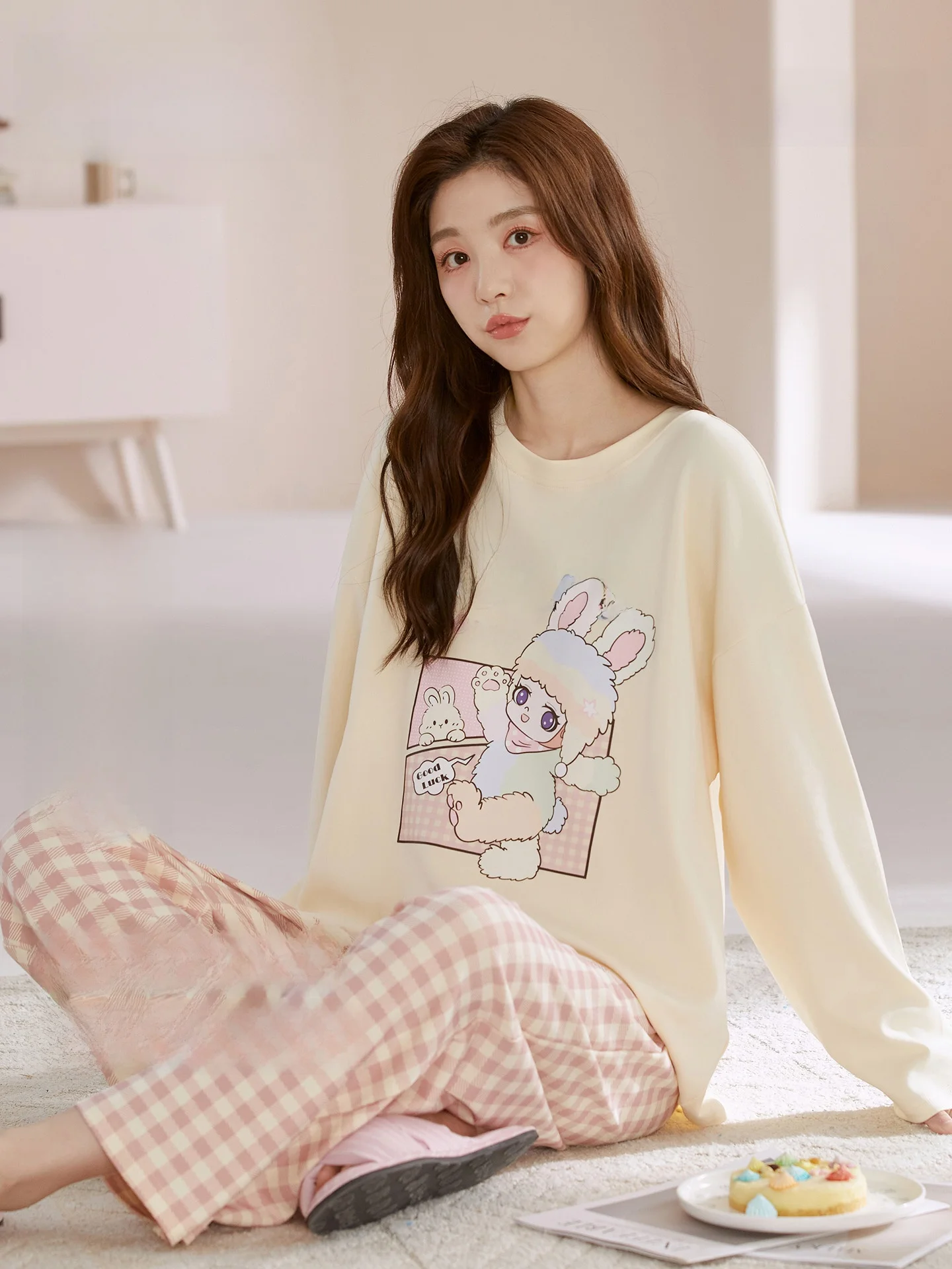 Pure Cotton Women's Sleepwear Long Sleeve Home Clothes Set Sweet Cartoon Design Comfortable Breathable Soft Cotton Suit