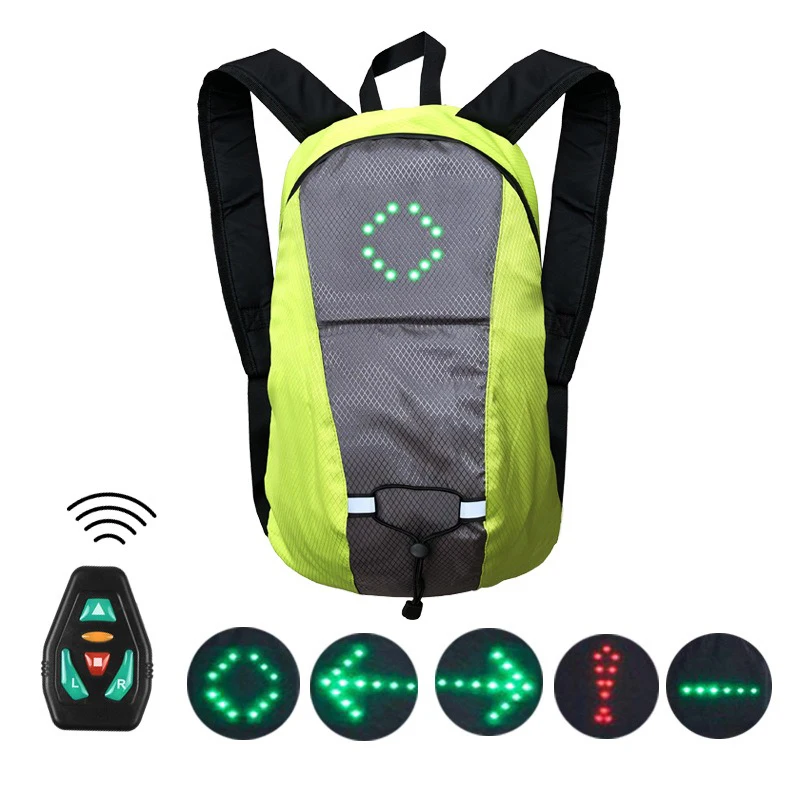 Men Wireless LED Code Light Bike Backpack Direction Indicator USB LED Turn Code Bicycle Backpack Attached Light Bicycle Bag New