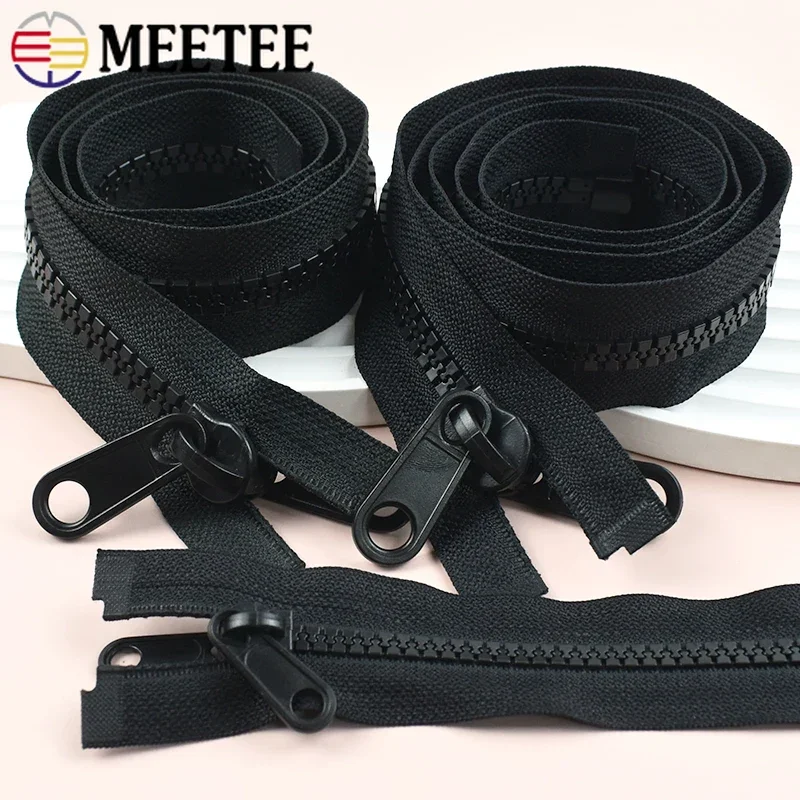 Meetee 5#8#10# Double-sided Pull Resin Zipper 60-300cm Closure Zippers Tent Jacket Replace Zip Repair Kit DIY Sewing Accessories