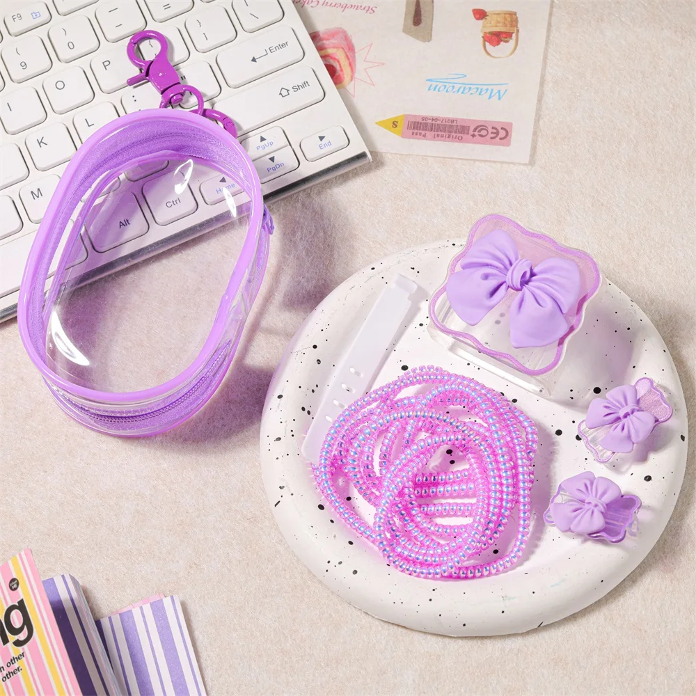 Transparent Plush Dolls Storage Pouch Keychain Bag Storage Pouch Organizer Box Sleeve Charger Cable Bag Thicken Keychain Wallet