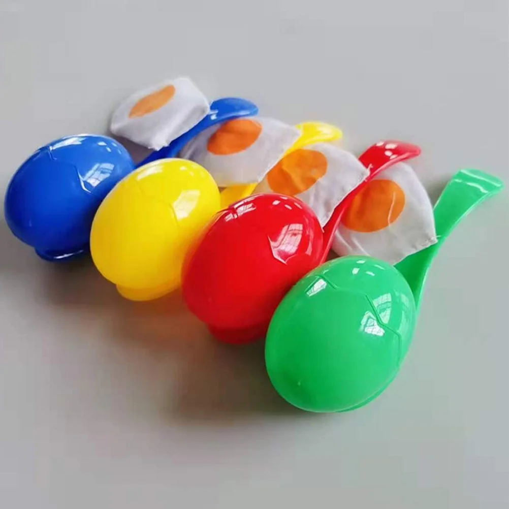 4 Pcs Spoon Egg Toy Brain Development Toys and Race Game Birthday Party Games for Kids 8-12 Balance Favors Plastic Colorful