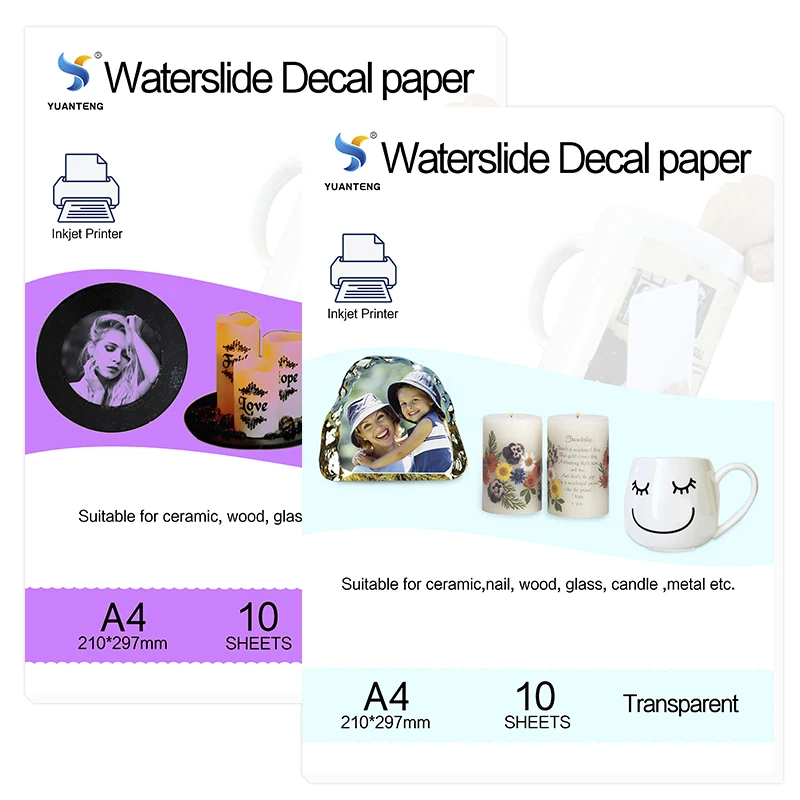 A4 Design Clear Waterslide Decal Paper Transparent for Inkjet Printer Water Slide Decals Printable Transfer Paper Sheet For Nail