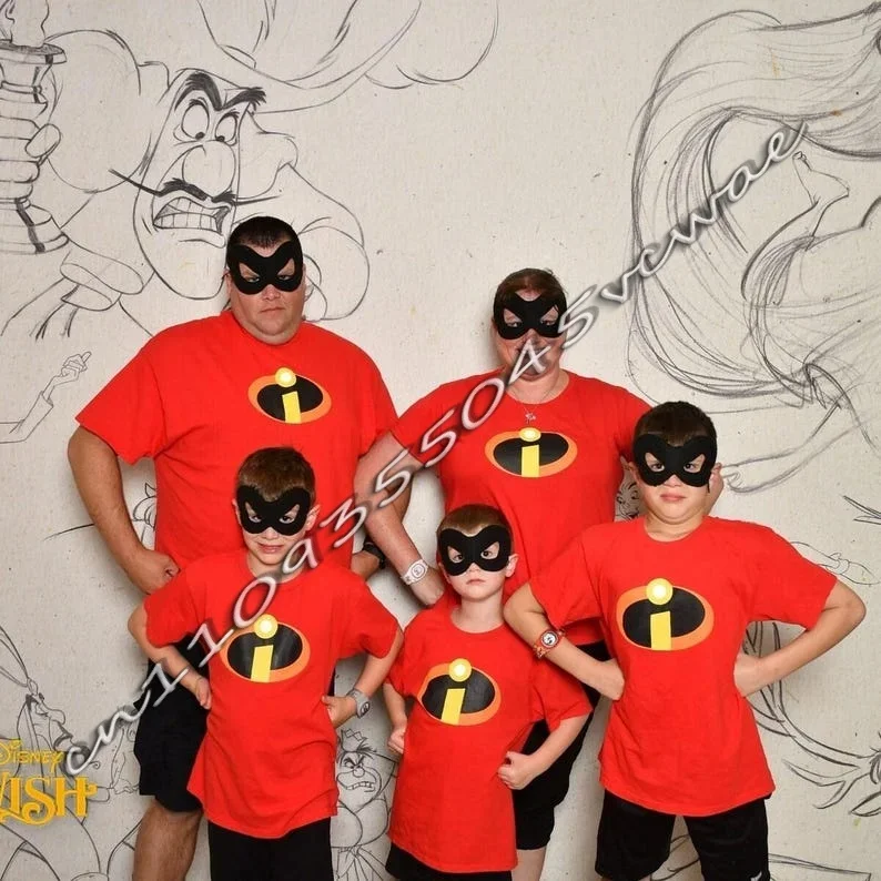 New FamilyMatching Incredibles Fan Collection Series Theme Couple Dress Summer Fashion T-shirt   Unisex Top