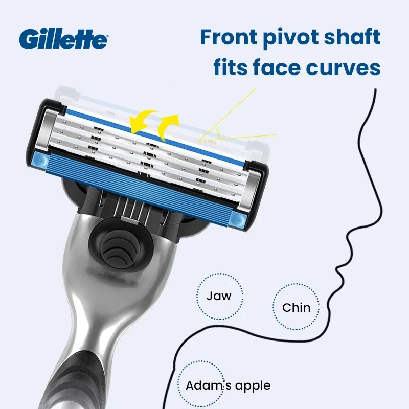 Gillette Razor Mach 3 Safety Manual Shaver 3-Layer Blade with Lubrication Strip for a Smooth Shave