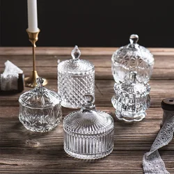 Tasse à bonbons en verre de cristal avec couvercle, bocal à bonbons créatif européen, pot de rangement pour bonbons aux fruits, décoration créative de salon, E27