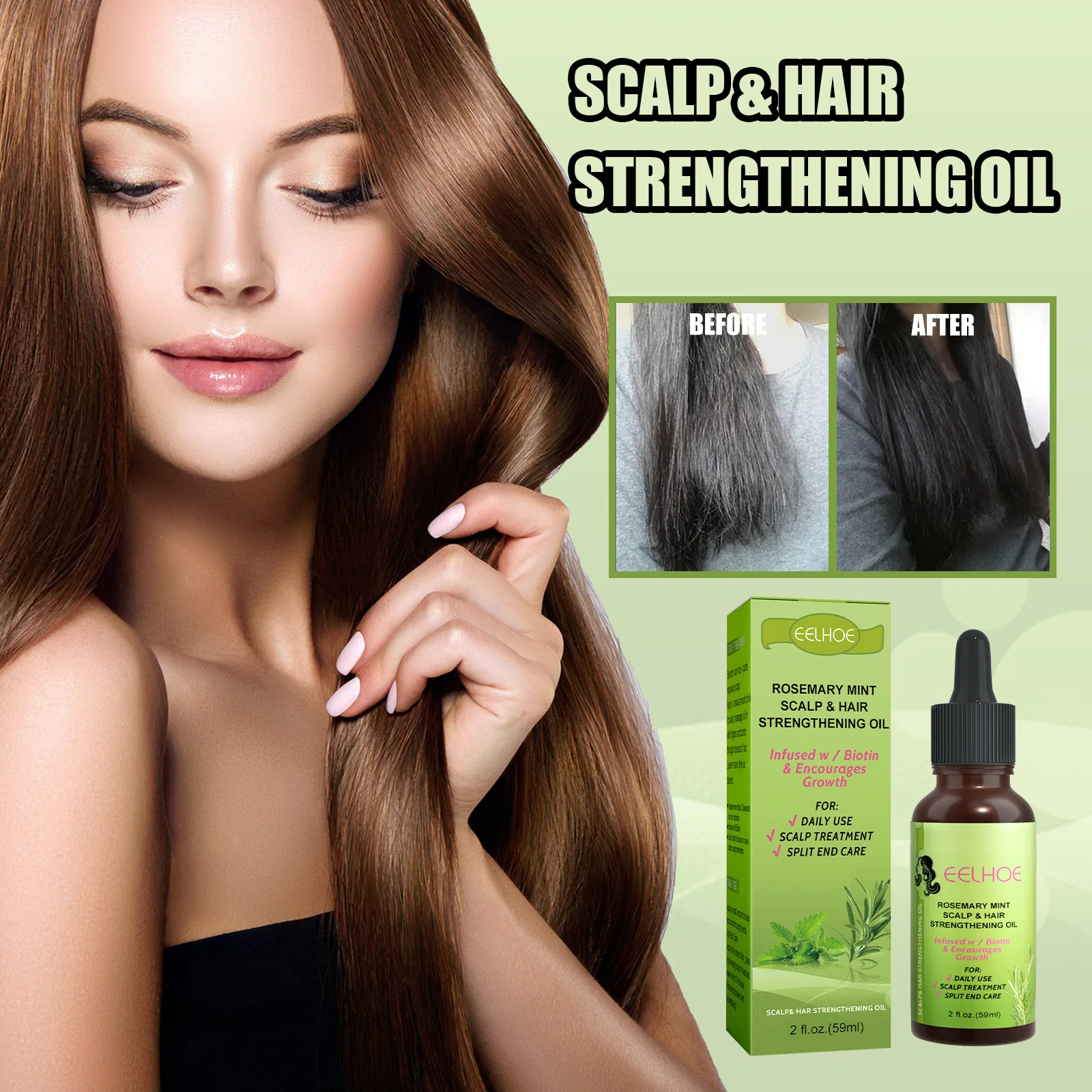 59ml Rosemary Hair Oil Nourishment Scalp Hair Growth Hair Care Essential Oil Refreshing Firming Skin Rosemary Oil