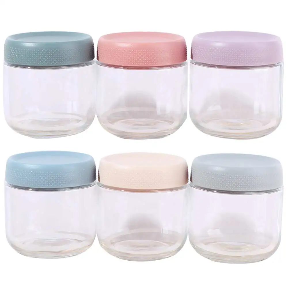 

6Pcs Kitchen Food Packing Jar 10/16/24 Oz Overnight Oat Jar Leak-Proof Glass Food Storage Jar Sealed with Lid Mason Jars Yogurt