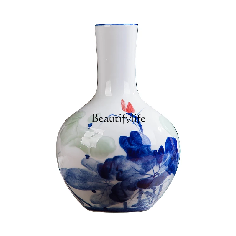 

Ceramic vase hand-painted engraving Chinese home living room TV cabinet decoration ornament