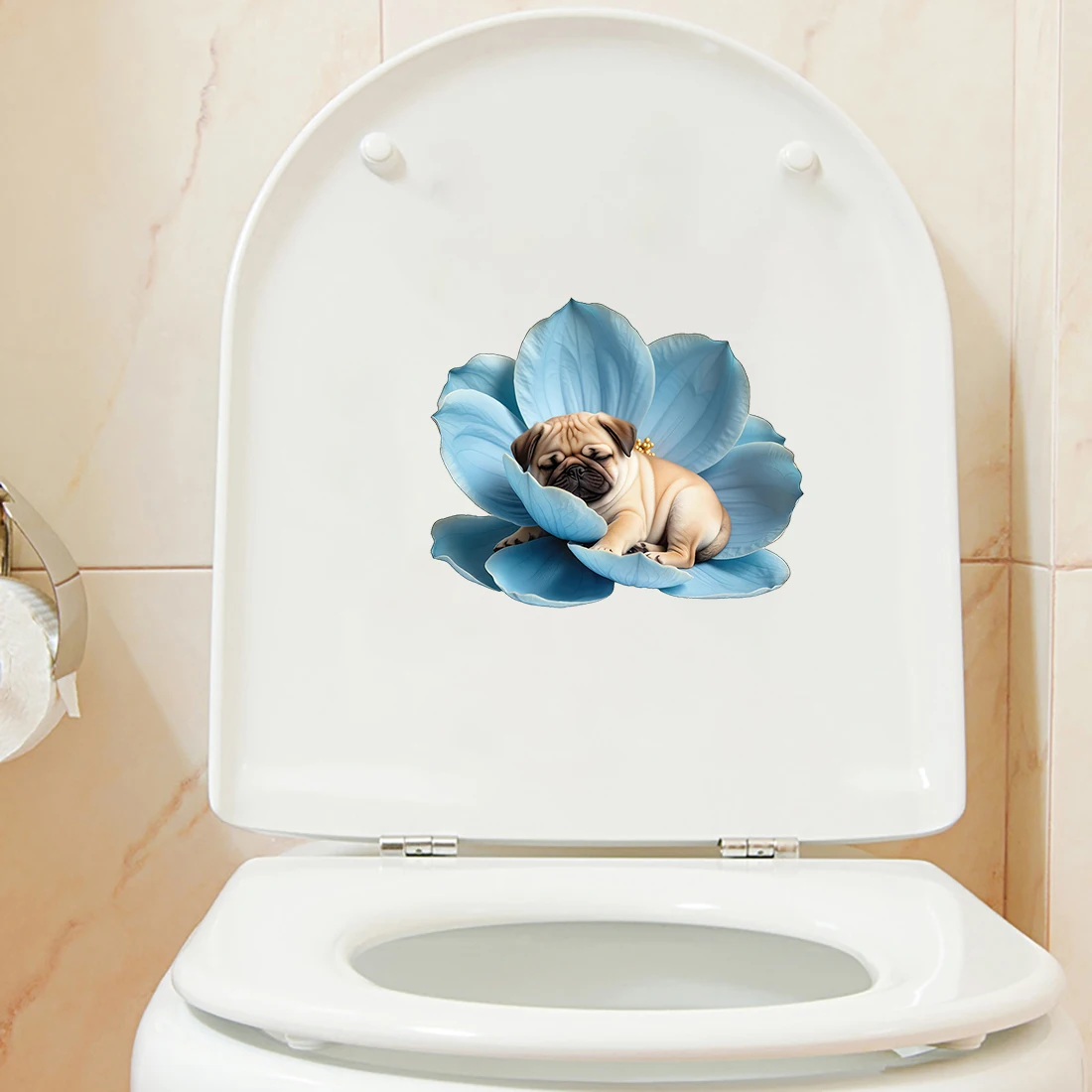Three Ratels CG117 Puppies sleeping in blue flowers lovely dog stickers for home decoration car decals