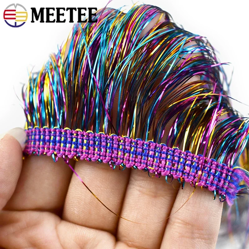 5/10Meters 10/15/20cm Rainbow Sequins Tassel Fringe Ribbon for Latin Dance Clothes Stage Dress Curtain Lace DIY Accessories