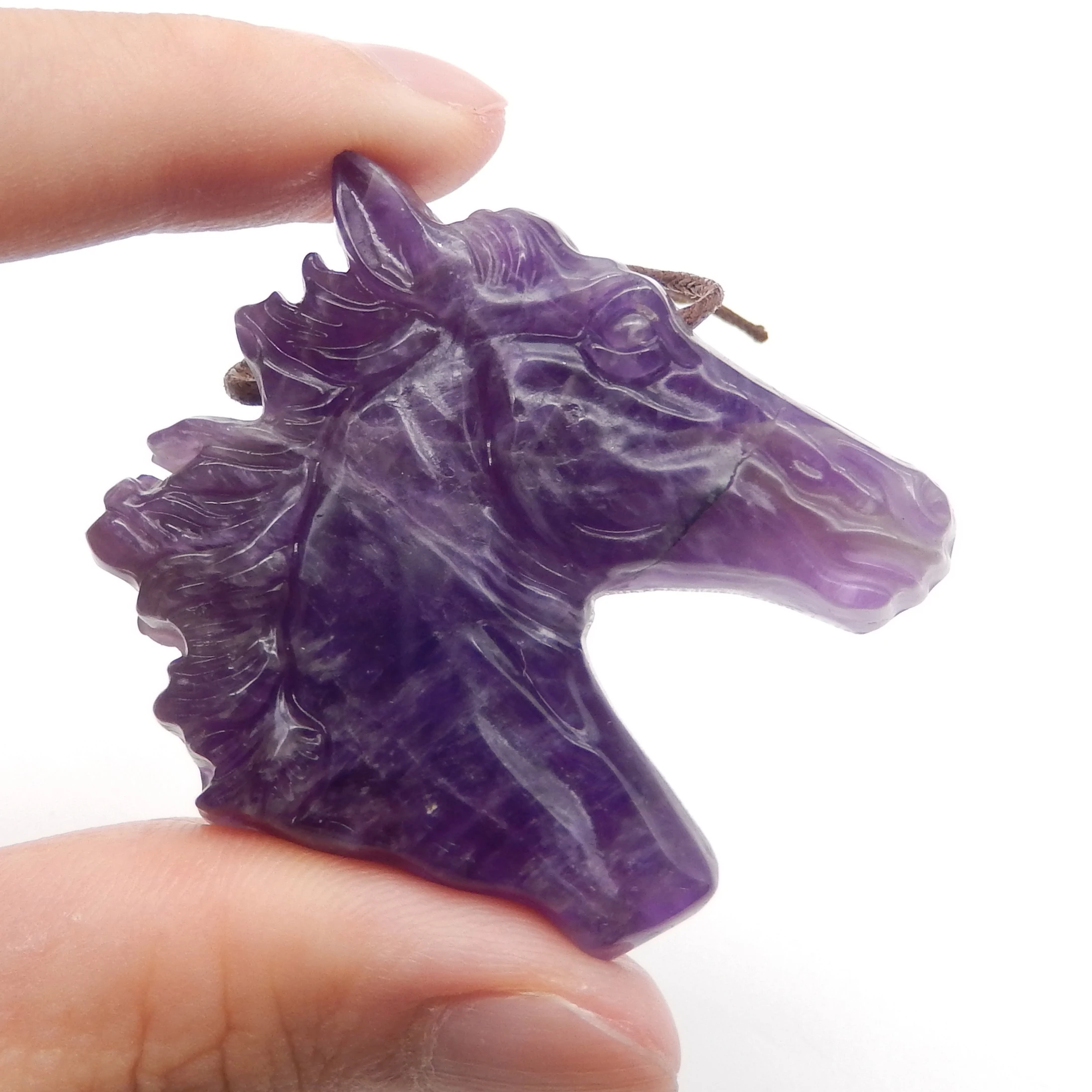 1 Piece of Amethyst Horse Head Carved Pendant, Hand Carved  ,Women's Jewelry Accessories,Jewelry Gift Gemstone