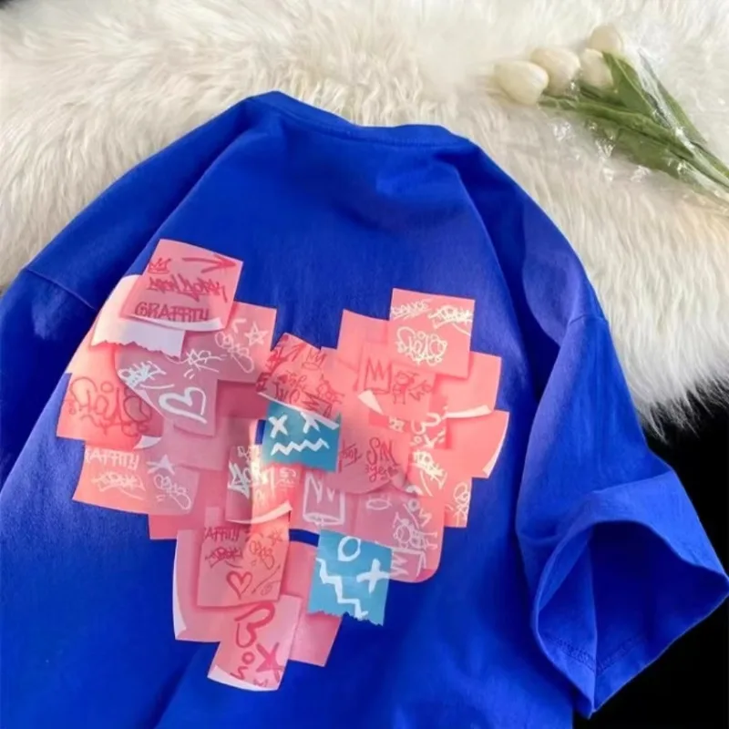 DAYIFUN-Women's Letter Printed T-shirts Short Sleeve O Neck Tops Female Tees Harajuku Oversized Casual High Street Unisex Tshirt