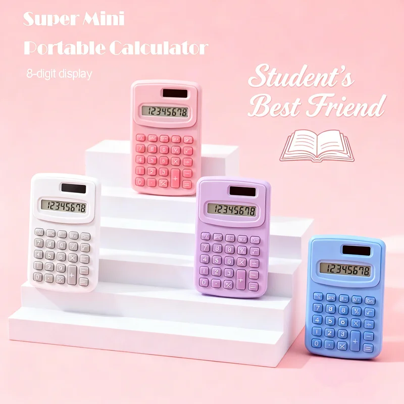 8 Digits LCD Electronic Home Office Calculator For Kid Primary School Calculator Small Solar Calculator Portable Calculator Cute