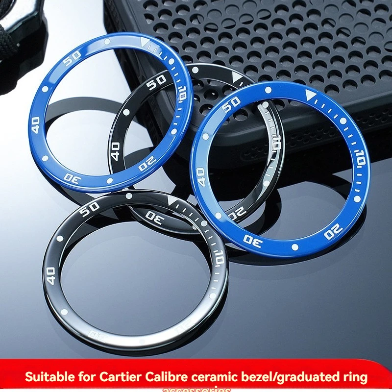Waterproof Digital Bezel For Cartier Calibre W7100055 W7100056 WSCA0011 Black Blue Ceramic Scale Ring Watch Outer Ring 41mm