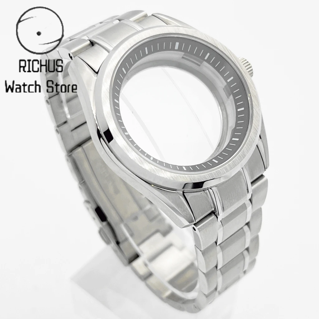NH35 40mm Sapphire Glass Silver Watch Case With White/Blue/Orange/Black Chapter Ring Fit NH35 NH36 Movement Watch Accessories