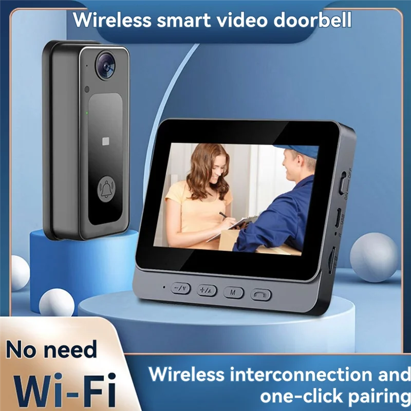ABJF-Tuya 4.3In LPS-Screen Wireless Intercom Doorbell With HD Night Vision Video Camera Smart Security Visual Doorbell
