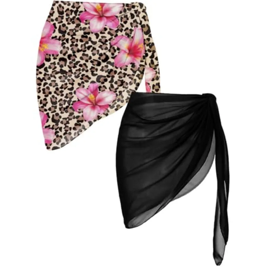 

2 шт. Женские пляжные саронги, прозрачные накидки, шифоновые юбки-парео для купальников, размеры S-XXL